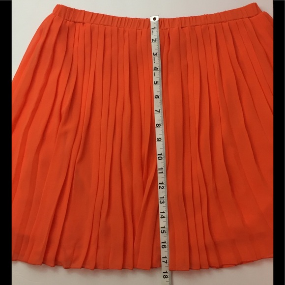 EVERLY A Line Skirt Pleats Sheer Orange Large - Picture 3 of 8